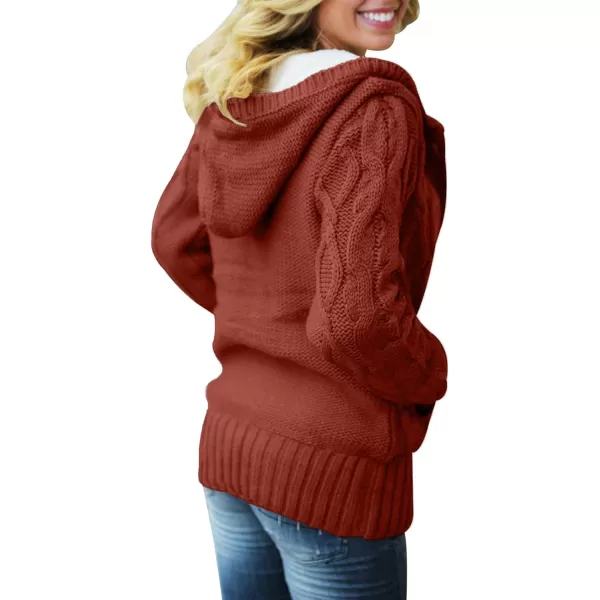 Sidefeel Womens Cardigan Sweaters Hooded Cardigans Fleece Lined Jackets Winter Sweater CoatK Orange