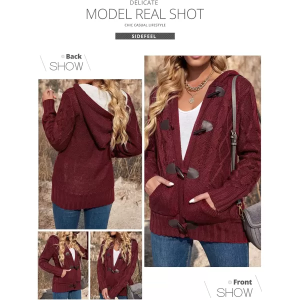 Sidefeel Womens Cardigan Sweaters Hooded Cardigans Fleece Lined Jackets Winter Sweater CoatK Red