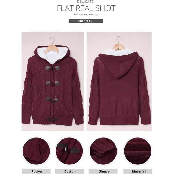 Sidefeel Womens Cardigan Sweaters Hooded Cardigans Fleece Lined Jackets Winter Sweater CoatK Red