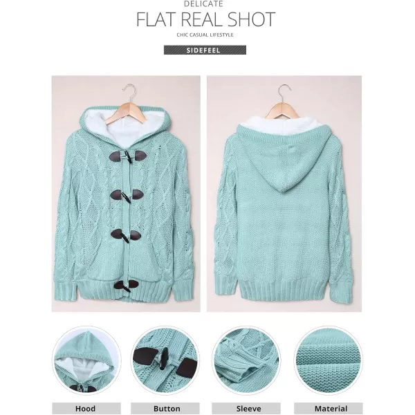 Sidefeel Womens Cardigan Sweaters Hooded Cardigans Fleece Lined Jackets Winter Sweater CoatK Sky Blue