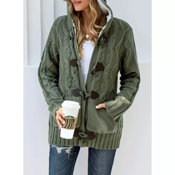 Sidefeel Womens Cardigan Sweaters Hooded Cardigans Fleece Lined Jackets Winter Sweater CoatKamy Green