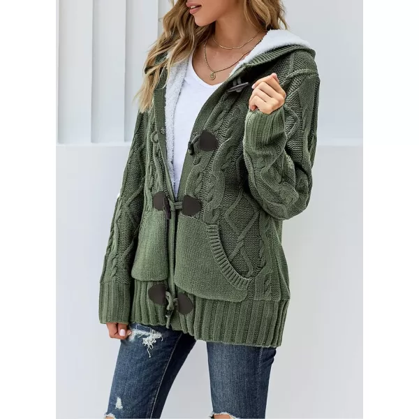 Sidefeel Womens Cardigan Sweaters Hooded Cardigans Fleece Lined Jackets Winter Sweater CoatKamy Green
