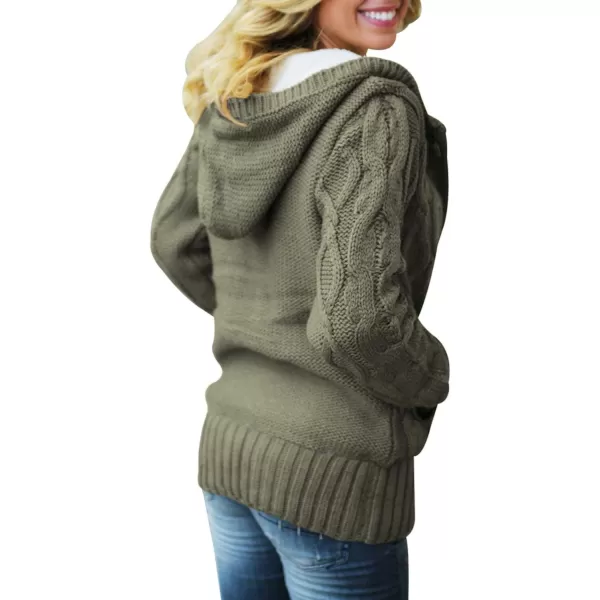 Sidefeel Womens Cardigan Sweaters Hooded Cardigans Fleece Lined Jackets Winter Sweater CoatKamy Green