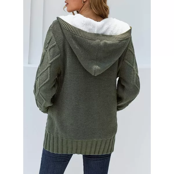 Sidefeel Womens Cardigan Sweaters Hooded Cardigans Fleece Lined Jackets Winter Sweater CoatKamy Green