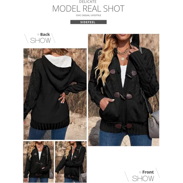 Sidefeel Womens Cardigan Sweaters Hooded Cardigans Fleece Lined Jackets Winter Sweater CoatKblack