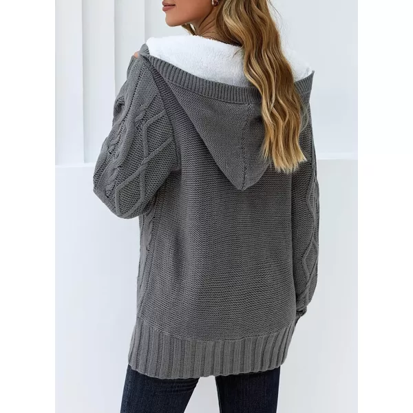 Sidefeel Womens Cardigan Sweaters Hooded Cardigans Fleece Lined Jackets Winter Sweater CoatKgrey