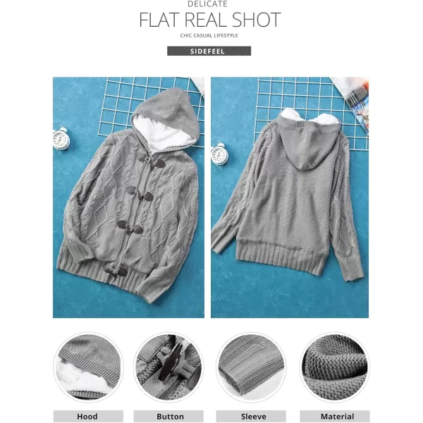 Sidefeel Womens Cardigan Sweaters Hooded Cardigans Fleece Lined Jackets Winter Sweater CoatKgrey