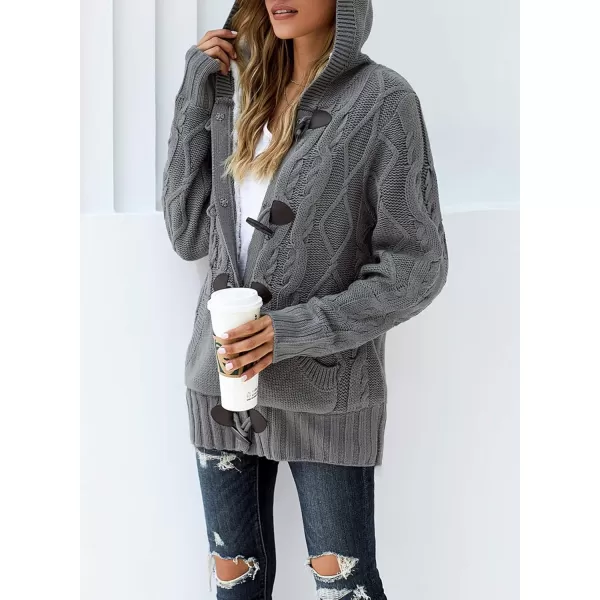 Sidefeel Womens Cardigan Sweaters Hooded Cardigans Fleece Lined Jackets Winter Sweater CoatKgrey