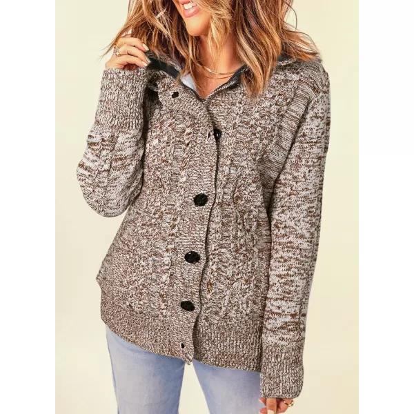 Sidefeel Womens Cardigan Sweaters Hooded Cardigans Fleece Lined Jackets Winter Sweater CoatKhaki