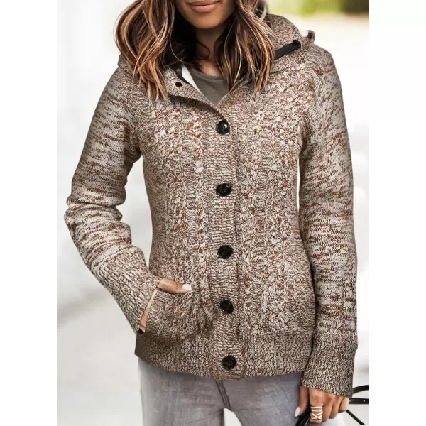 Sidefeel Womens Cardigan Sweaters Hooded Cardigans Fleece Lined Jackets Winter Sweater CoatKhaki