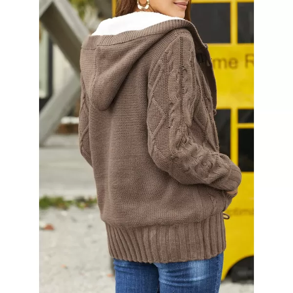 Sidefeel Womens Cardigan Sweaters Hooded Cardigans Fleece Lined Jackets Winter Sweater CoatKkhaki