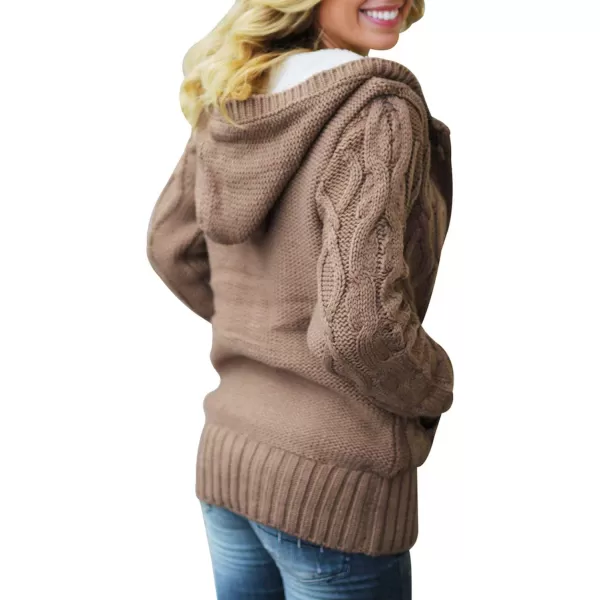 Sidefeel Womens Cardigan Sweaters Hooded Cardigans Fleece Lined Jackets Winter Sweater CoatKkhaki
