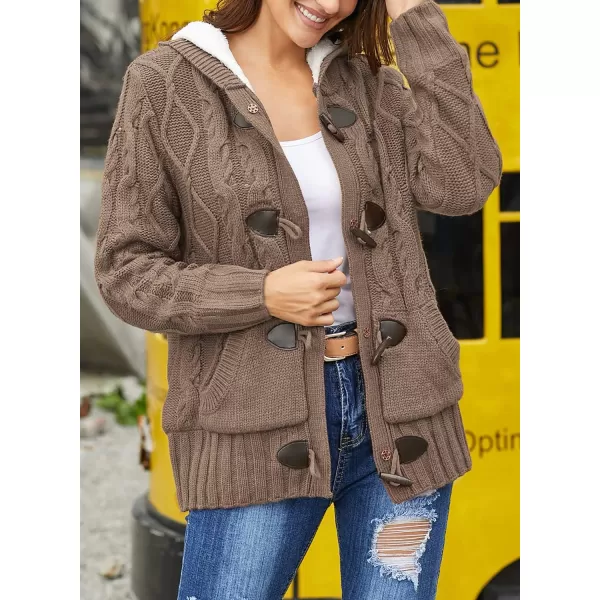 Sidefeel Womens Cardigan Sweaters Hooded Cardigans Fleece Lined Jackets Winter Sweater CoatKkhaki