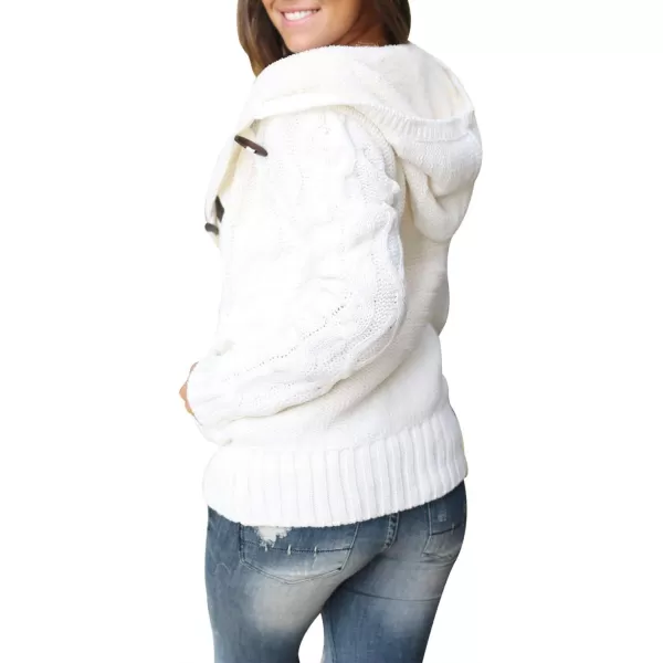 Sidefeel Womens Cardigan Sweaters Hooded Cardigans Fleece Lined Jackets Winter Sweater CoatKwhite