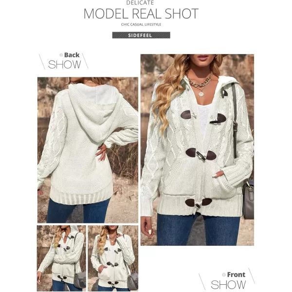 Sidefeel Womens Cardigan Sweaters Hooded Cardigans Fleece Lined Jackets Winter Sweater CoatKwhite