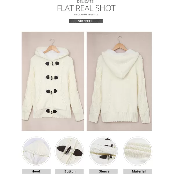Sidefeel Womens Cardigan Sweaters Hooded Cardigans Fleece Lined Jackets Winter Sweater CoatKwhite
