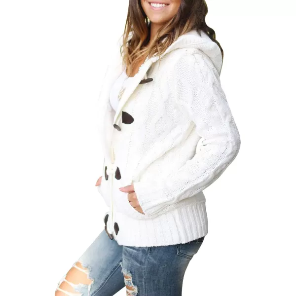 Sidefeel Womens Cardigan Sweaters Hooded Cardigans Fleece Lined Jackets Winter Sweater CoatKwhite