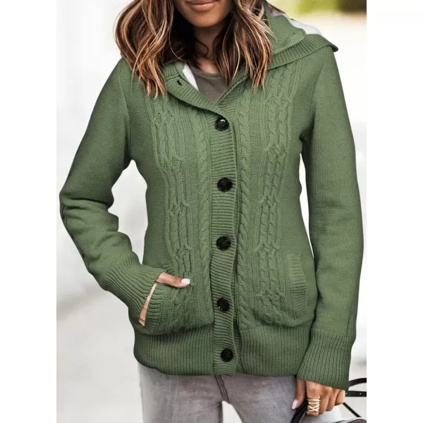 Sidefeel Womens Cardigan Sweaters Hooded Cardigans Fleece Lined Jackets Winter Sweater CoatLight Green