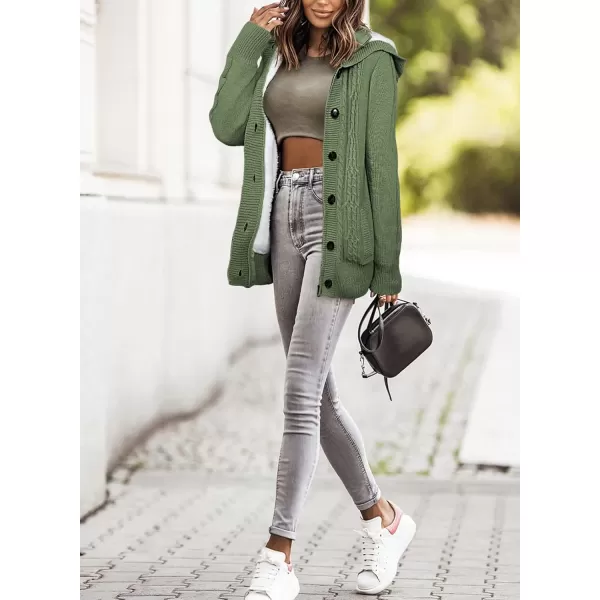 Sidefeel Womens Cardigan Sweaters Hooded Cardigans Fleece Lined Jackets Winter Sweater CoatLight Green