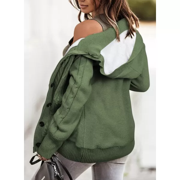 Sidefeel Womens Cardigan Sweaters Hooded Cardigans Fleece Lined Jackets Winter Sweater CoatLight Green