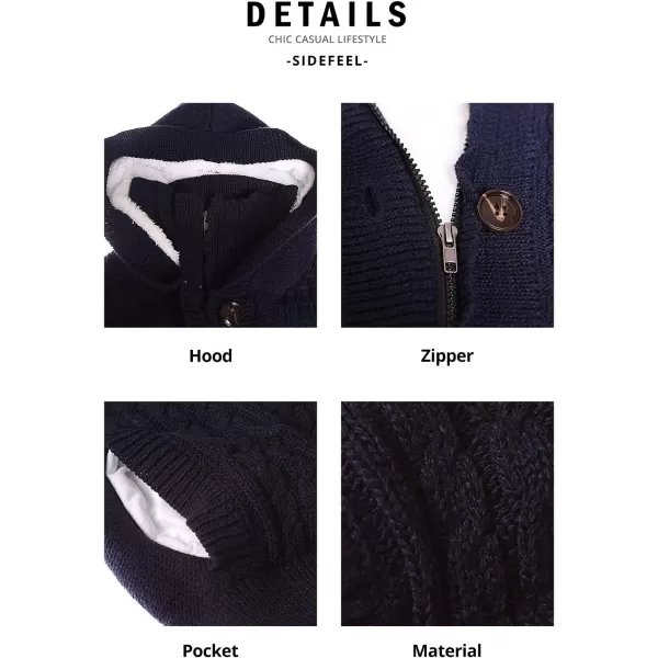 Sidefeel Womens Cardigan Sweaters Hooded Cardigans Fleece Lined Jackets Winter Sweater CoatNavy