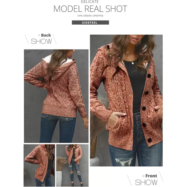 Sidefeel Womens Cardigan Sweaters Hooded Cardigans Fleece Lined Jackets Winter Sweater CoatOrange