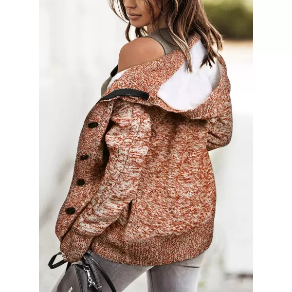 Sidefeel Womens Cardigan Sweaters Hooded Cardigans Fleece Lined Jackets Winter Sweater CoatOrange