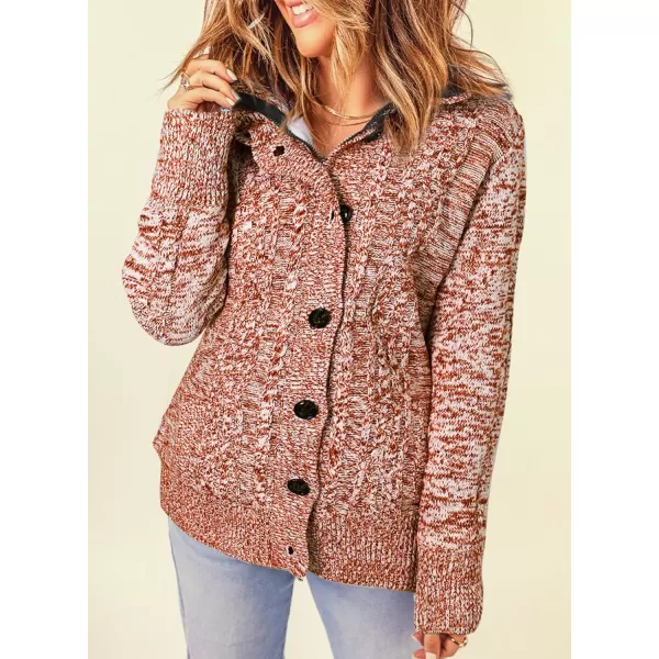 Sidefeel Womens Cardigan Sweaters Hooded Cardigans Fleece Lined Jackets Winter Sweater CoatOrange