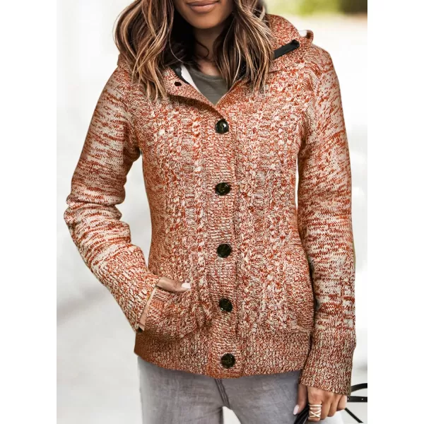 Sidefeel Womens Cardigan Sweaters Hooded Cardigans Fleece Lined Jackets Winter Sweater CoatOrange