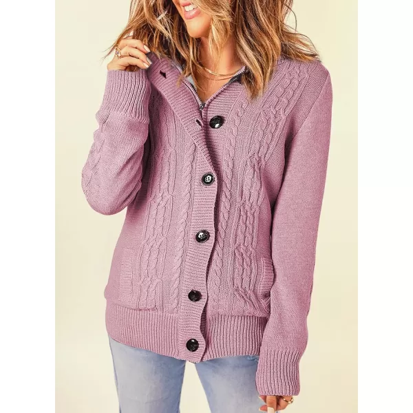 Sidefeel Womens Cardigan Sweaters Hooded Cardigans Fleece Lined Jackets Winter Sweater CoatPink