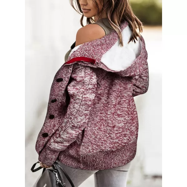 Sidefeel Womens Cardigan Sweaters Hooded Cardigans Fleece Lined Jackets Winter Sweater CoatRed