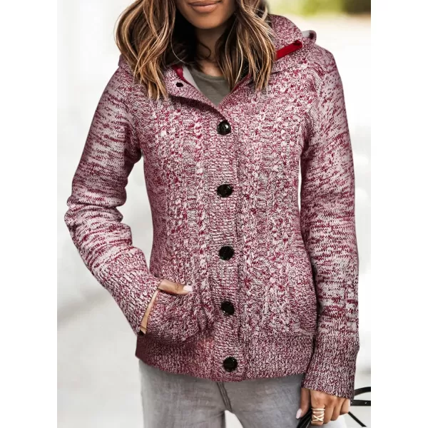 Sidefeel Womens Cardigan Sweaters Hooded Cardigans Fleece Lined Jackets Winter Sweater CoatRed