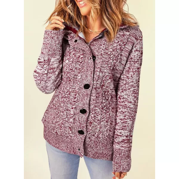 Sidefeel Womens Cardigan Sweaters Hooded Cardigans Fleece Lined Jackets Winter Sweater CoatRed