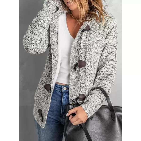 Sidefeel Womens Cardigan Sweaters Hooded Cardigans Fleece Lined Jackets Winter Sweater CoatWhite Grey