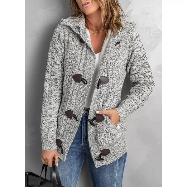 Sidefeel Womens Cardigan Sweaters Hooded Cardigans Fleece Lined Jackets Winter Sweater CoatWhite Grey