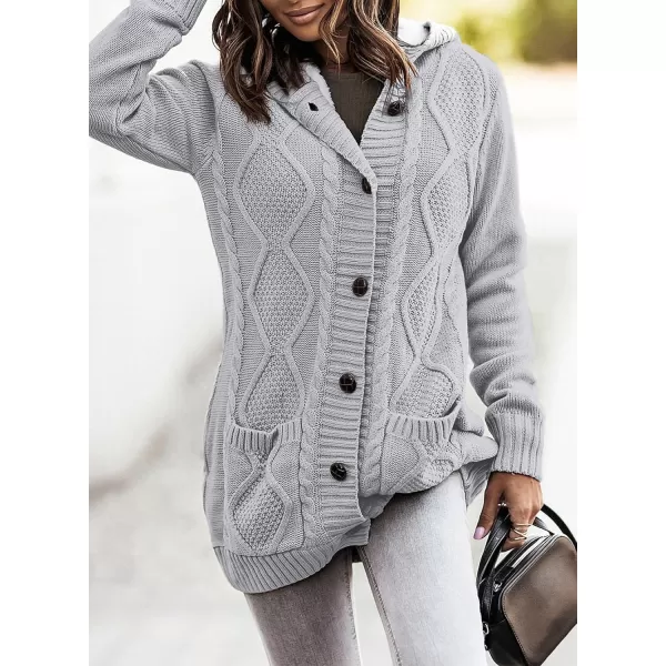 Sidefeel Womens Cardigan Sweaters Hooded Fleece Lined Button Down Front Jackets Winter Coat with PocketsGray