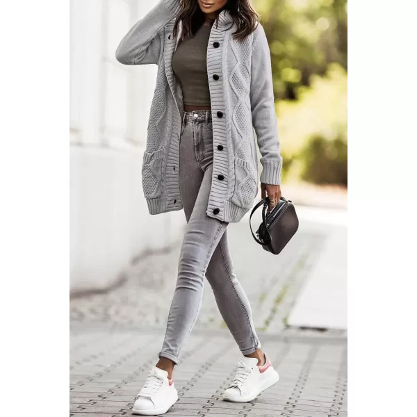 Sidefeel Womens Cardigan Sweaters Hooded Fleece Lined Button Down Front Jackets Winter Coat with PocketsGray