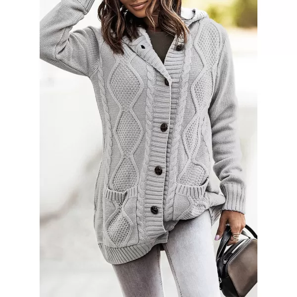 Sidefeel Womens Cardigan Sweaters Hooded Fleece Lined Button Down Front Jackets Winter Coat with PocketsGray