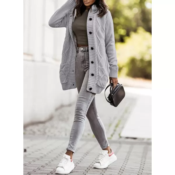 Sidefeel Womens Cardigan Sweaters Hooded Fleece Lined Button Down Front Jackets Winter Coat with PocketsGray