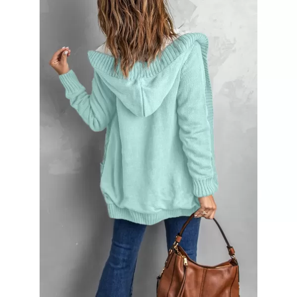 Sidefeel Womens Cardigan Sweaters Hooded Fleece Lined Button Down Front Jackets Winter Coat with PocketsHooded 21 Sky Blue