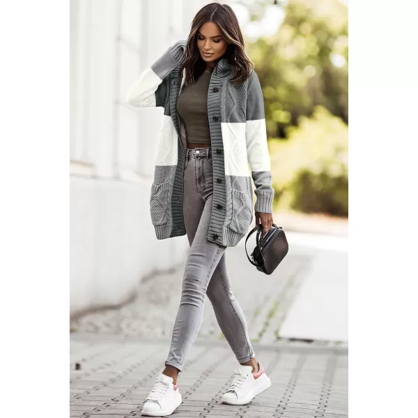 Sidefeel Womens Cardigan Sweaters Hooded Fleece Lined Button Down Front Jackets Winter Coat with PocketsHooded 22 Gray