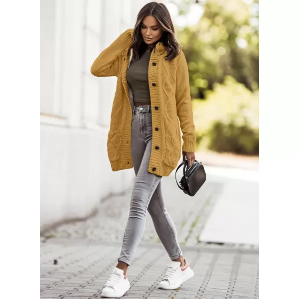 Sidefeel Womens Cardigan Sweaters Hooded Fleece Lined Button Down Front Jackets Winter Coat with PocketsHooded Khaki