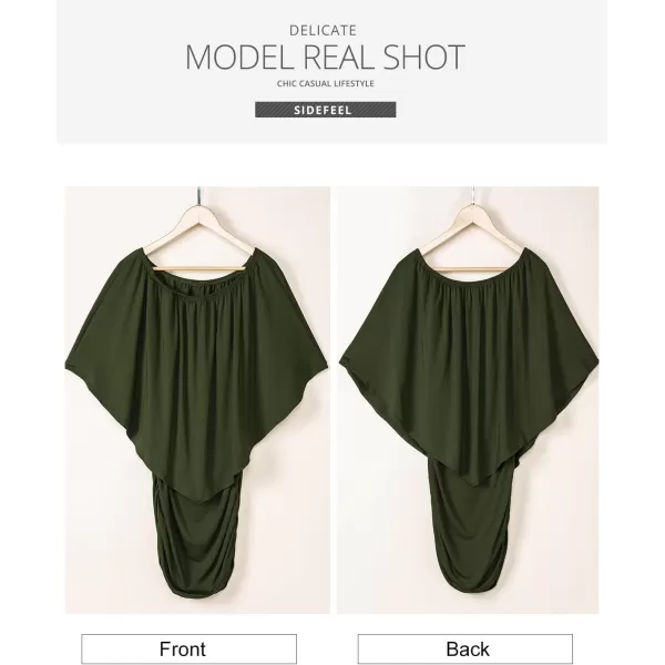 Sidefeel Womens Dresses Off Shoulder Ruffles Night Club Bodycon Mini DressBrown