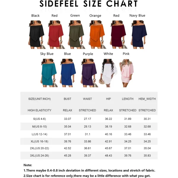 Sidefeel Womens Dresses Off Shoulder Ruffles Night Club Bodycon Mini DressNavy Blue