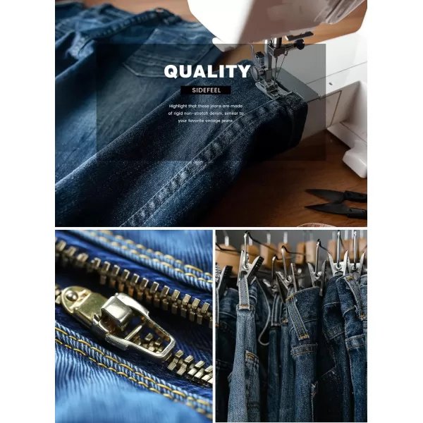 Sidefeel Womens High Waisted Jeans Strechy Raw Hem Straight Leg Denim Pants with PocketsBlack