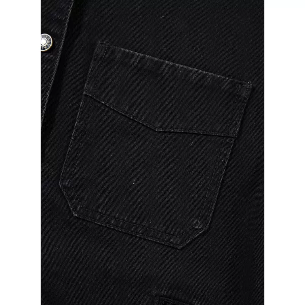 Sidefeel Womens Jean Jacket Oversized Boyfriend Button Up Long Sleeve Split Denim JacketsBlack