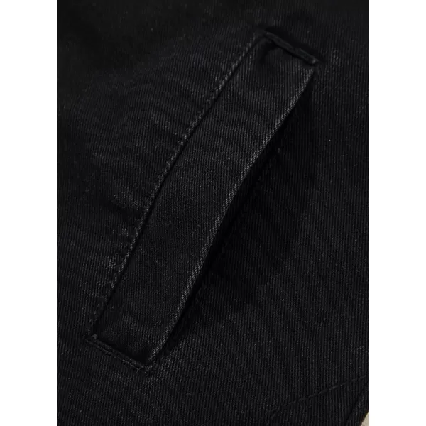 Sidefeel Womens Jean Jacket Oversized Boyfriend Button Up Long Sleeve Split Denim JacketsBlack
