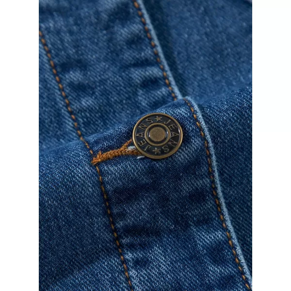 Sidefeel Womens Jean Jacket Oversized Boyfriend Button Up Long Sleeve Split Denim JacketsBlue