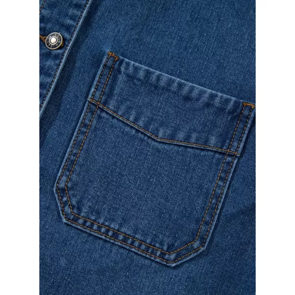 Sidefeel Womens Jean Jacket Oversized Boyfriend Button Up Long Sleeve Split Denim JacketsBlue