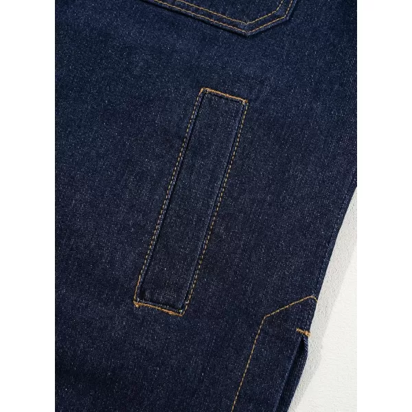 Sidefeel Womens Jean Jacket Oversized Boyfriend Button Up Long Sleeve Split Denim JacketsDark Blue